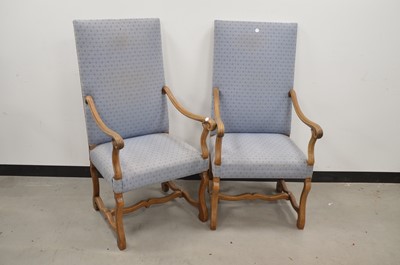 Lot 6 - A pair of carved wooden and upholstered armchairs