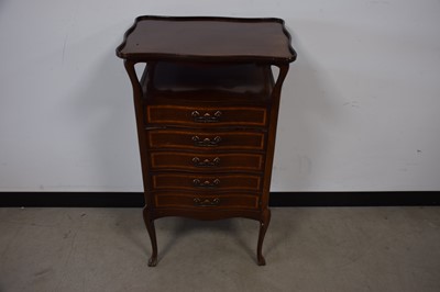 Lot 77 - An Edwardian mahogany and strung five drawer sheet music cabinet