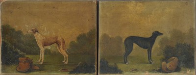 Lot 154 - A pair of Victorian oil paintings of greyhounds
