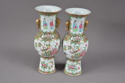 Lot 218 - A pair first half of the 20th century Cantonese porcelain vases