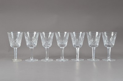 Lot 245 - A set of seven Waterford Crystal glass wine glasses