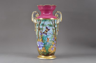 Lot 259 - A large 20th century Continental porcelain twin handled vase