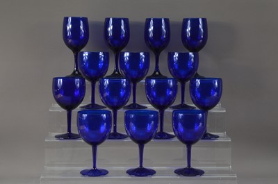 Lot 273 - A collection of blue glass goblets