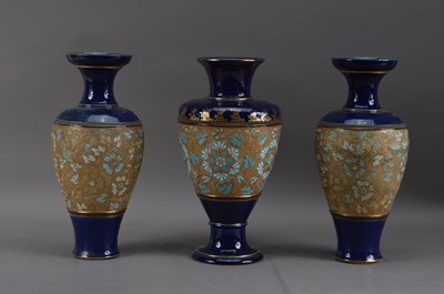 Lot 287 - Three Doulton Lambeth salt-glaze stoneware vases