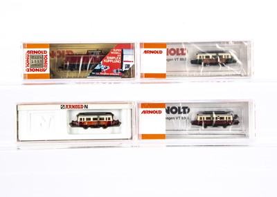 Lot 606 - Arnold N Gauge Diesel Anteater Railbuses and Shunting Locomotive
