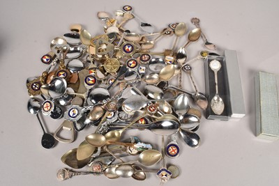 Lot 136 - A collection of silver plated and white metal souvenir spoons