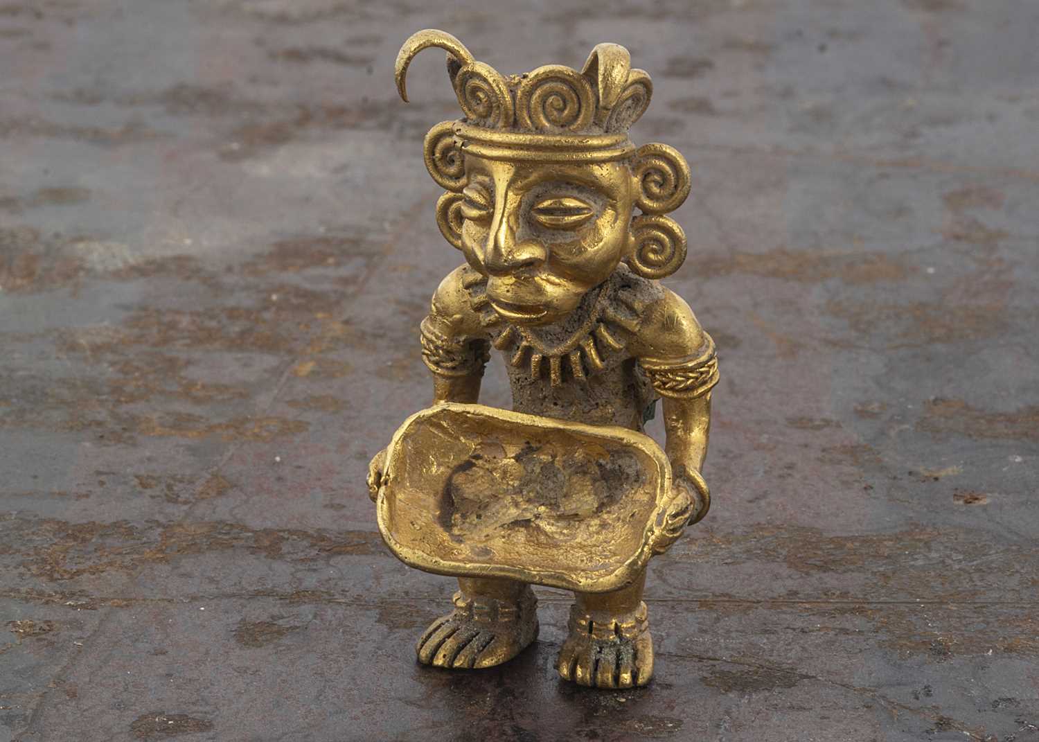 Lot 48 - A Colombian gold plated Tumbaga Shaman figurine