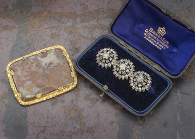 Lot 54 - A moss agate and pinchbeck 19th Century panel brooch