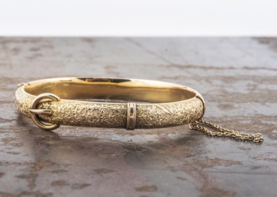 Lot 73 - A late 19th Century 9ct gold buckle bangle