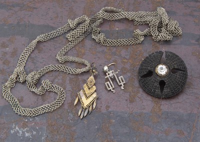 Lot 300 - A 19th century jet and paste Maltese cross brooch