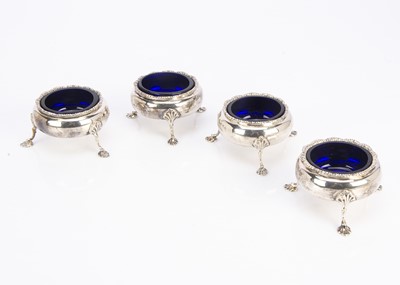Lot 483 - Two pairs of Victorian silver cauldron salts