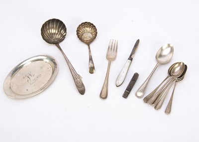 Lot 530 - A small silver tray and other silver and plate