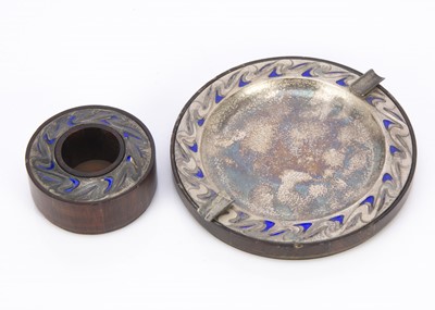Lot 539 - Two modern Italian silver and enamelled and wooden smoking related items