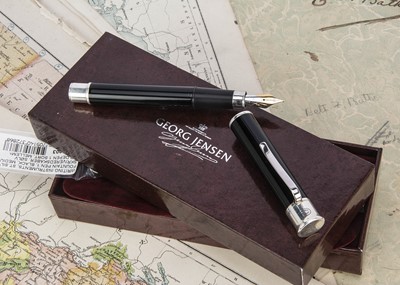 Lot 560 - A modern silver mounted fountain pen from Georg Jensen