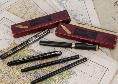 Lot 561 - Six modern and vintage Swan fountain pens