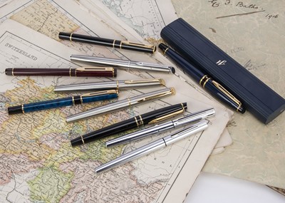 Lot 569 - Ten vintage and modern Waterman fountain pens