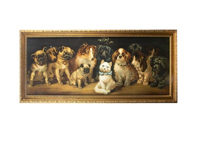 Lot 240 - A large Louis Wain chromolithographic Christmas dog and cat print
