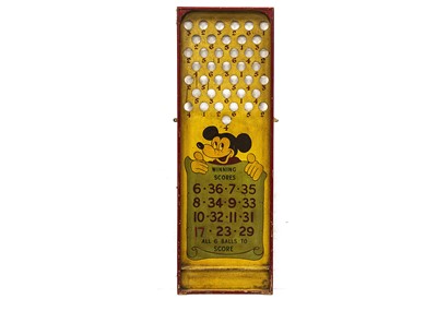 Lot 610 - An English 1950s Fairground wooden roll-up board featuring Mickey Mouse