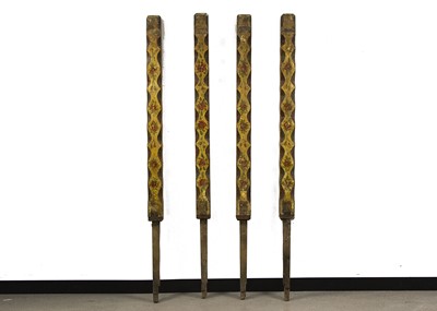 Lot 632 - A set of four English hand cart uprights circa 1930