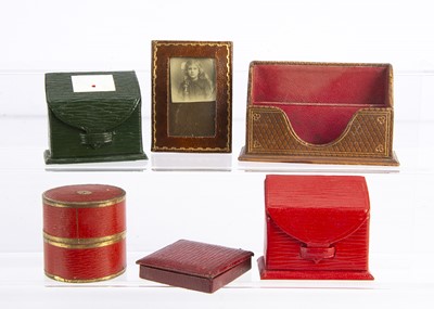 Lot 696 - Leather desk accessories