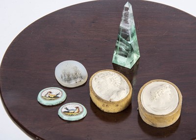 Lot 703 - Two 19th century micro mosaic ovals depicting nesting birds