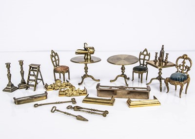 Lot 731 - Brass dolls’ house furniture and chattels