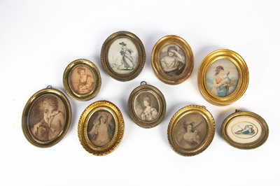 Lot 741 - Nine small oval framed prints