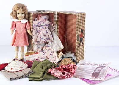 Lot 916 - A Mary Hoyer composition doll and trunk 1930-40s