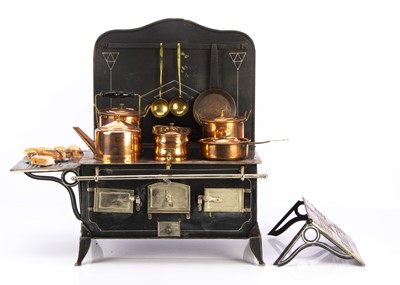Lot 953 - A good quality German steel and tinplate toy stove