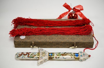 Lot 5 - A modern Chinese cloisonne telescopic ceremonial sword and scabbard