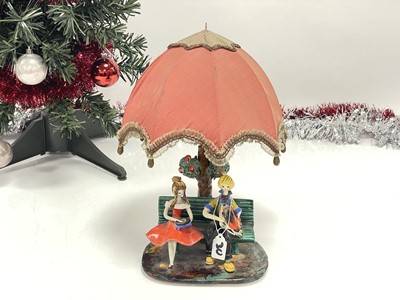 Lot 30 - A Lucien Neuquelman Paris pottery lamp base and shade