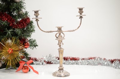Lot 65 - An Edwardian Sheffield silver plated candleabra