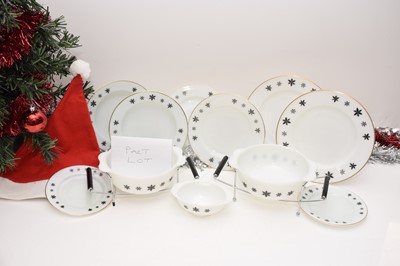 Lot 113 - A c1970s Pyrex glass Snowflake pattern part dinner service