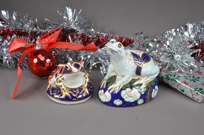 Lot 143 - Two Royal Crown Derby porcelain frogs