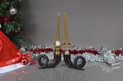 Lot 183 - A pair of modern metal candlesticks