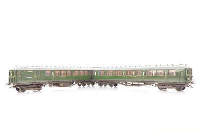 Lot 51 - Kit/Scratchbuilt 0 Gauge course scale SR green 2-BIL  EMU Set