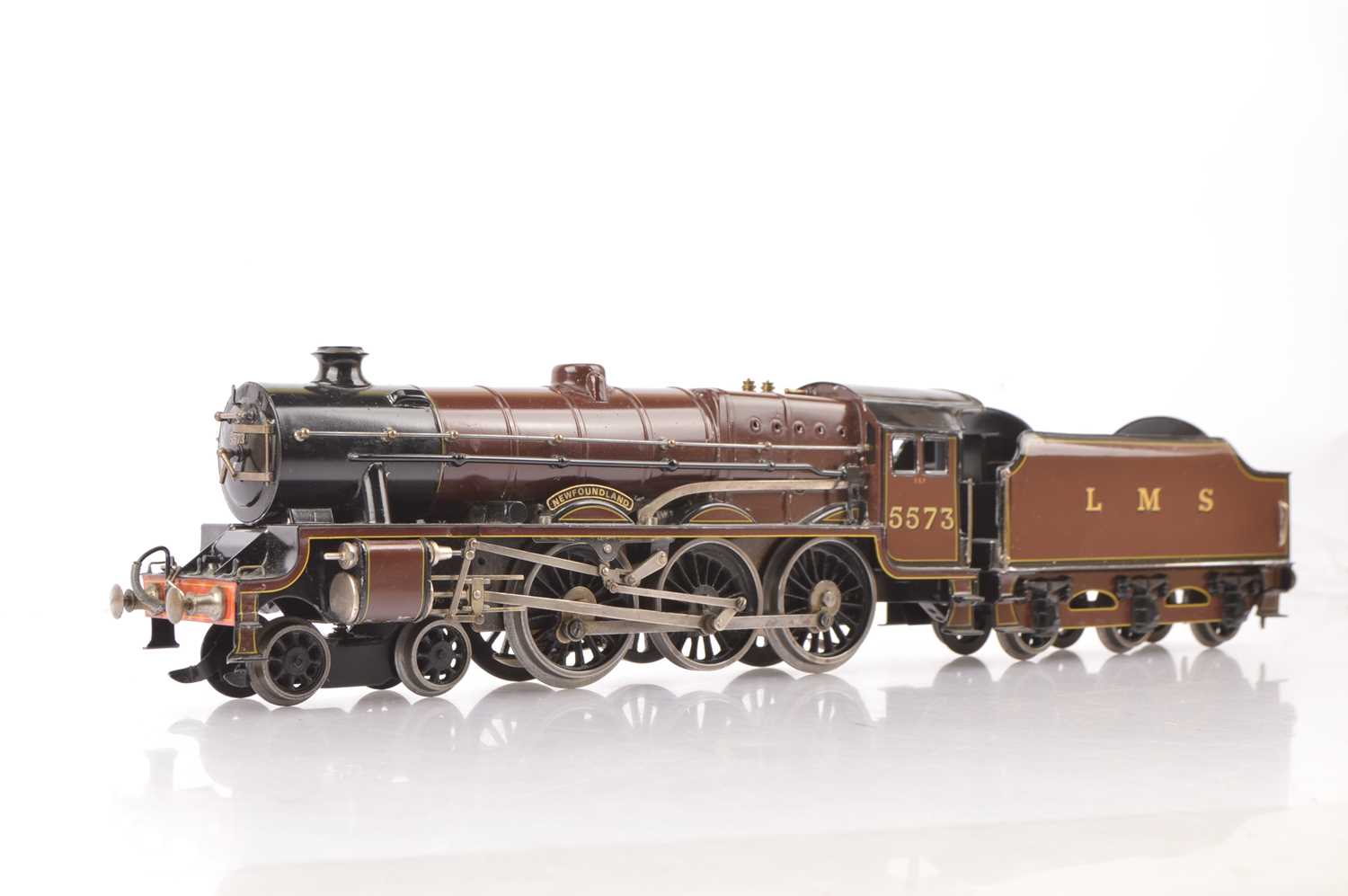 Lot 110 - A refinished pre-war Marklin-for-Bassett-Lowke 0 Gauge 3-rail electric LMS 4-6-0 'Jubilee' Locomotive and Tender