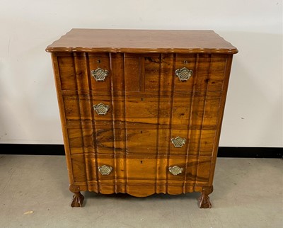 Lot 1 - A c1950s walnut Queen Anne style chest of drawers