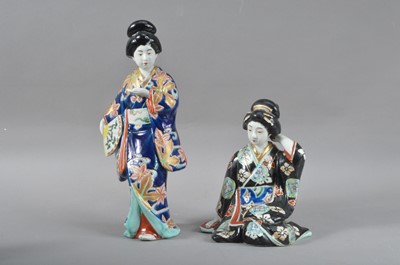 Lot 101 - Two early 20th century Japanese Kutani Geisha lady porcelain figurines