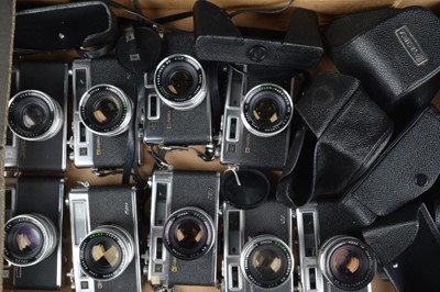 Lot 129 - Nine Yashica Electro 35 Rangefinder Cameras