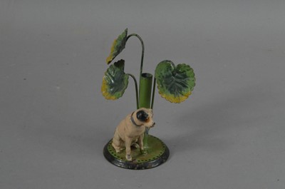 Lot 127 - A novelty metal dog spill vase