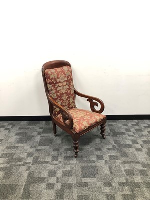 Lot 14 - A William IV and later open armchair