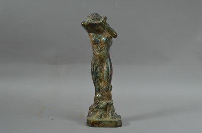 Lot 150 - An early 20th century patinated cast metal sculpture of a semi-nude lady