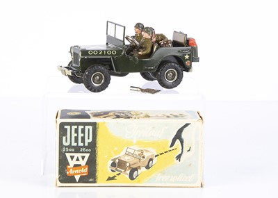 Lot 76 - An Arnold Tinplate Clockwork US Army Jeep 2100