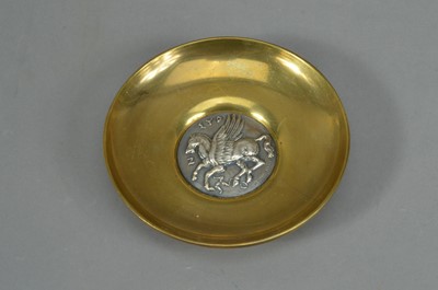 Lot 159 - A Greek silver and brass dish
