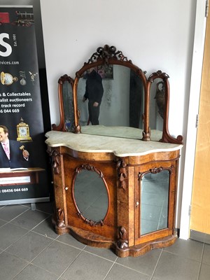 Lot 20 - A Victorian and later burr walnut veneered side cabinet