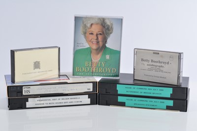 Lot 52 - A collection of VHS recordings labelled with various addresses by Baroness Boothroyd
