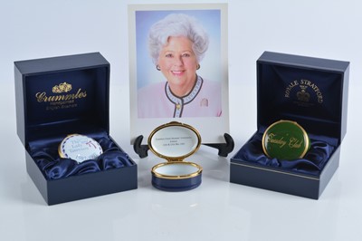 Lot 55 - Three commemorative enamel pill boxes