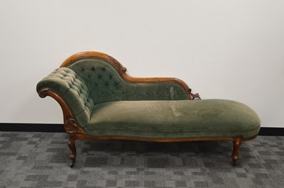 Lot 24 - A Victorian walnut framed Chaise lounge