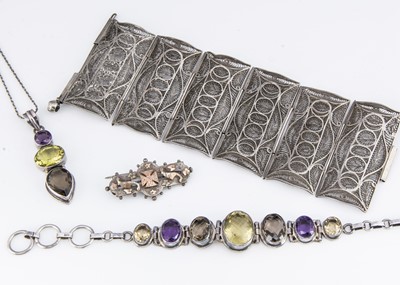 Lot 2 - A continental filigree cuff bracelet
